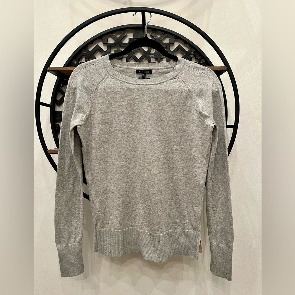 Massimo Dutti Light Gray Silk Cotton Top (XS-S)